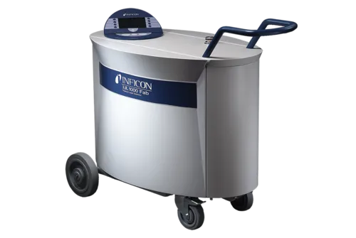 INFICON UL1000 Fab mobile helium leak detector on wheeled trolley with control panel
